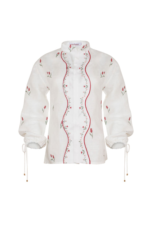 Camisa Lovely Tulip Manga Larga Ivory
